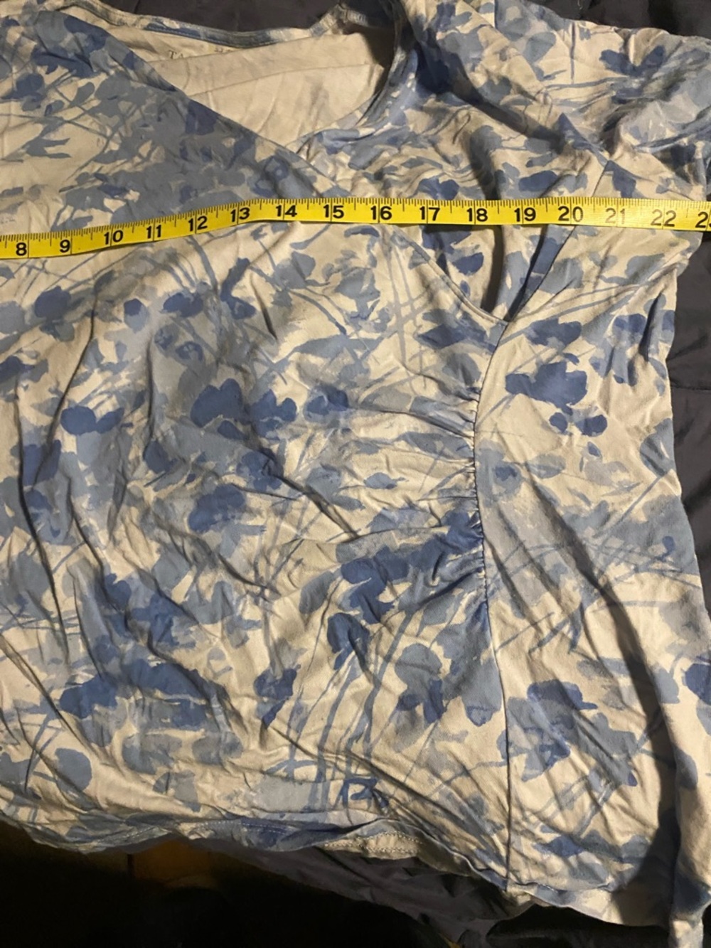 Talbots Blue and White Wrap Blouse Short Sleeve - Picture 5 of 8